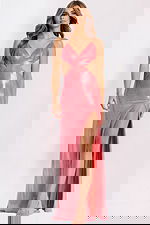 Hot Pink Cut Out Prom Dress With Slit