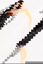 strapless black and nude lace fitted dress 48099