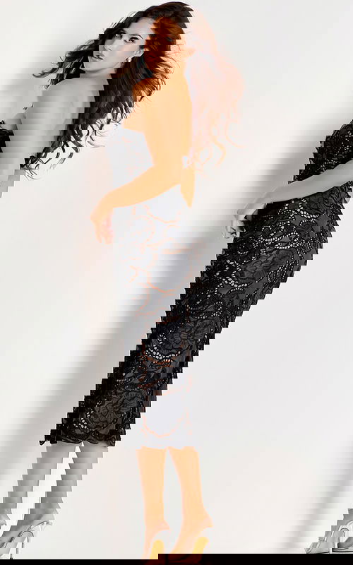 black and nude fitted dress 48099