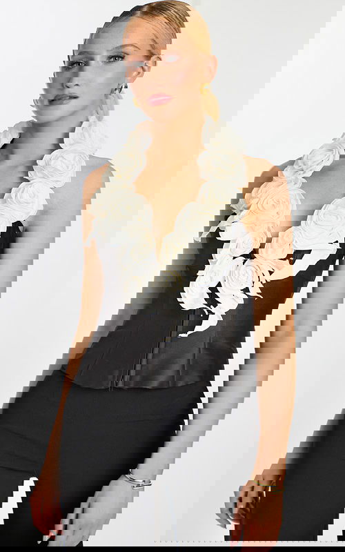 halter neckline floral corset bodice top 48102