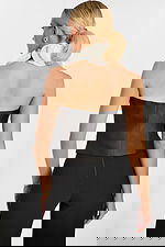 back view of halter neckline top with floral details 48102