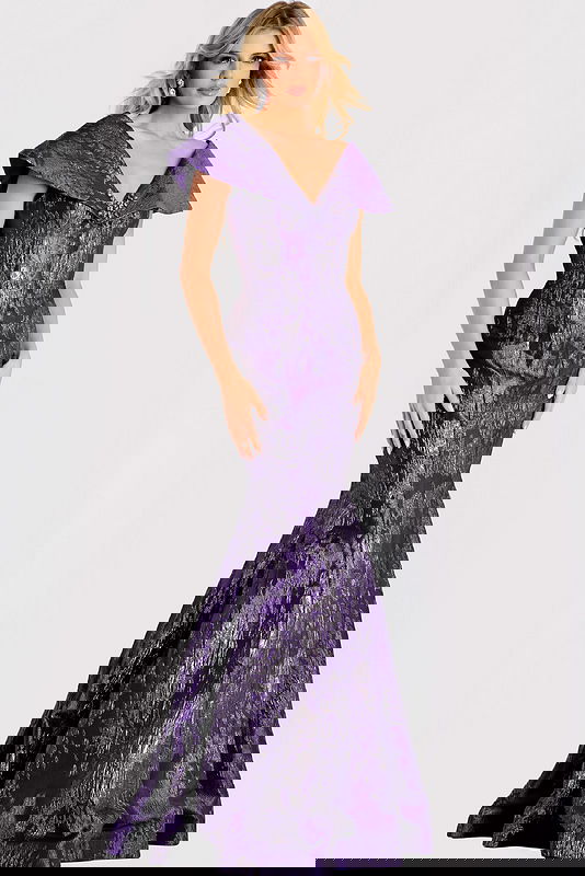 Metallic Jacquard Gown With Mermaid Silhouette 48110 | Jovani