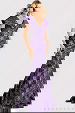 v neckline purple mermaid dress 48110