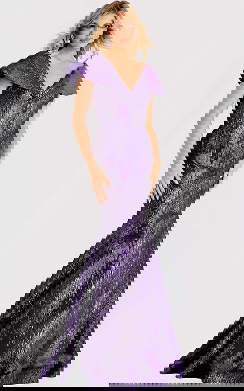 v neckline purple mermaid dress 48110