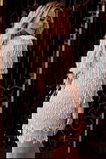 beaded off white and nude short dress 48152