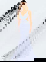 Elegant fitted prom gown with colorful floral beading