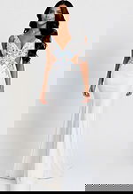 Open back floral embellished prom gown