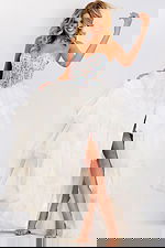 Romantic strapless gown with cascading layers