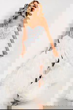 High low ruffle prom dress with beaded details