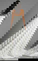 Back view of strapless bridal gown with fitted bodice, zip back closure