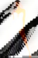 black strapless velvet dress with embellished bow details 48180