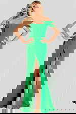 high slit green strapless dress 48204