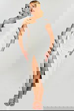 white one shoulder high slit dress 48205