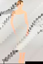 white midid dress with floral details 48208