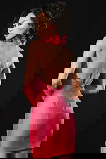 Backless mini dress with 3D floral appliqué and fitted silhouette