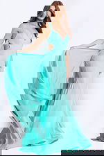 Light blue fitted gown with crisscross straps