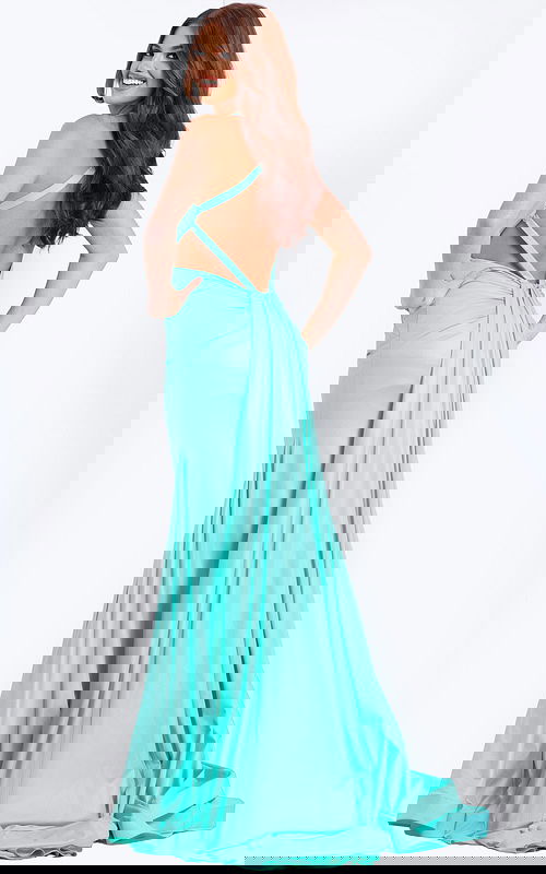 Elegant flowy prom dress with ruched waist