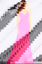 v neckline crepe dress with back drape 48291