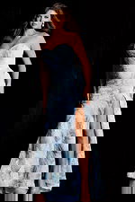 blue floral high slit dress 48308