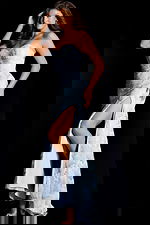 strapless high slit dress 48308