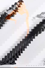 black v neckline dress 48312