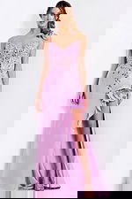 purple floral dress with high slit 48315