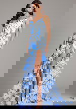 Floral Print Gown with Tiered Ruffle Skirt 48331