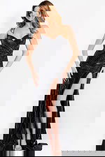 black sequin dress with lace back up