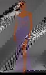 lilac high slit beaded dress 48364