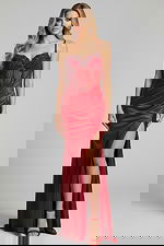 sheer corset bodice red dress 48364