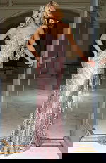 pink beaded lace gown 48370