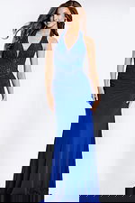 v neckline royal dress 48373