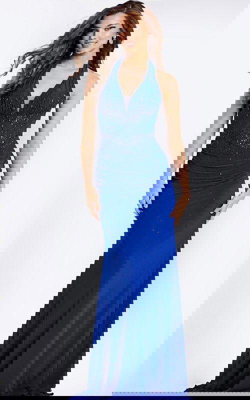 v neckline royal dress 48373