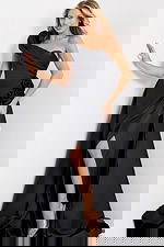 One Shoulder Black Evening Gown with Floral Detail 48450 | Jovani