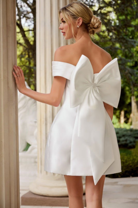 Lace Mini Dress with Floral Appliqué 45766 | Jovani