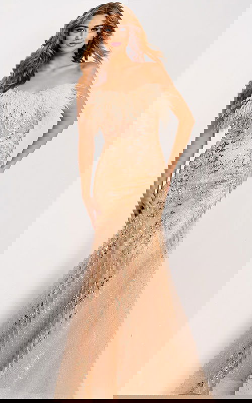 mermaid beaded dress with feather details 48465