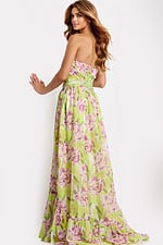Flowing Strapless Gown With Bow Waist