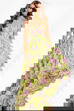 Green and Pink Floral Print Dress