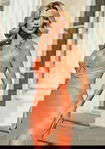 fitted high slit orange dress 48498