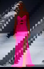 fuchsia high slit sweetheart neckline 48498