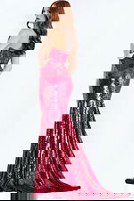 Fitted pink sequin gown with mermaid silhouette