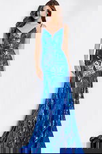 Blue sequin gown with v-neckline 48518