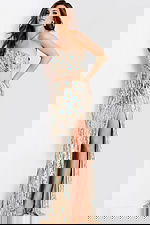 Sequin fitted prom gown with side opening