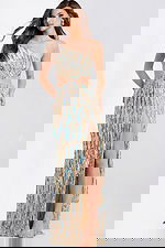 One shoulder sequin prom dress with side cutout