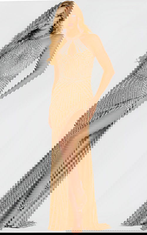 embellished high slit dress 48531