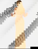 Gold embellished formal dress with slit 48531