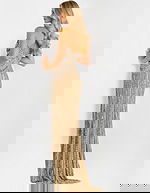 back of strapless beaded gold dress 48539