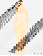 front view of the strapless embellished dress with keyhole 48539