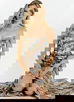 Strapless Multicolor Sequin Gown with Side Slit 48550 - Image 7