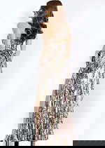 bck of the strapless beaded silver dress 48550